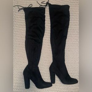 Lulu’s Over the Knee Faux-Suede Heeled Boots